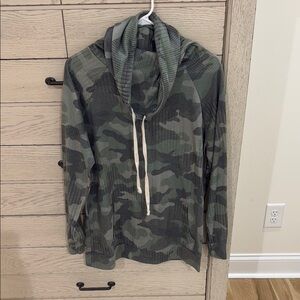 Camo Print cow neck long sleeve